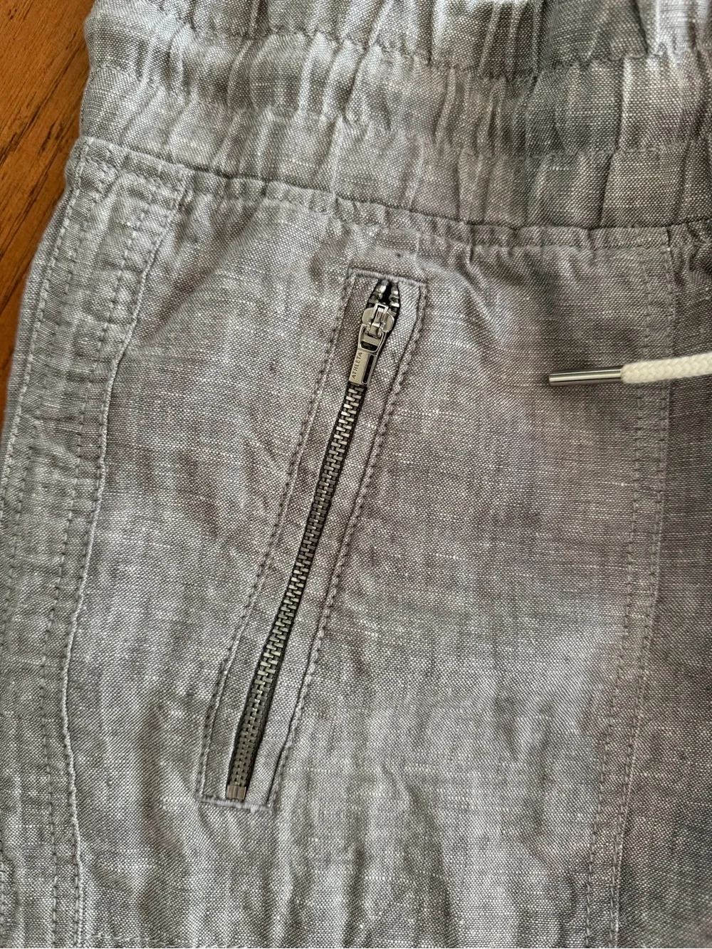 Athleta Light Gray Drawstring Linen Pant - Picture 2 of 6